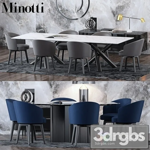 Minotti Modern Dining Set 3 3dsmax Download