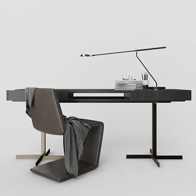 Minotti Phillips chair and Close “Writing Desk” 3DSMax File