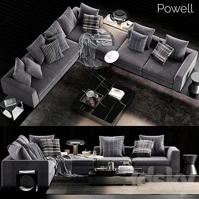 Minotti Powell Sofa 2 3DS Max Model