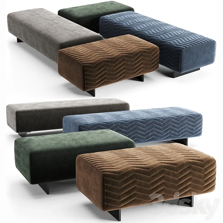 Minotti quincy chevron benches 3DS Max