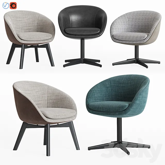 Minotti Russell Little Lounge & Dining Chair Set 3DSMax File