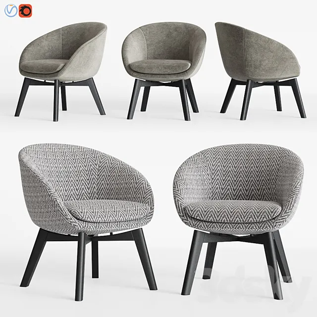 Minotti Russell Little Lounge Fixed Armchair 3DS Max Model