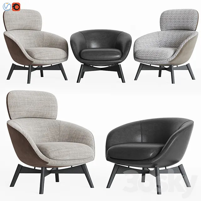 Minotti Russell Lounge Chair Set 3ds Max