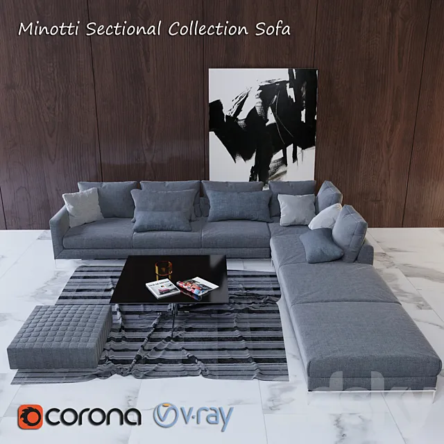 Minotti Sectional Collection Sofa 3DSMax File