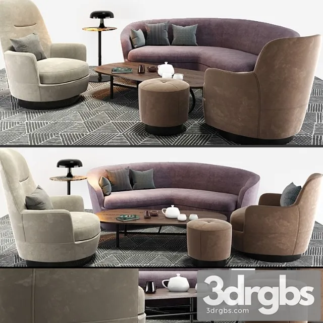 Minotti sofa and arm chair set 2 3dsmax Download