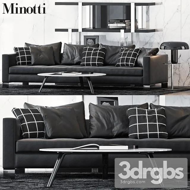Minotti Sofa Leather Black 3dsmax Download
