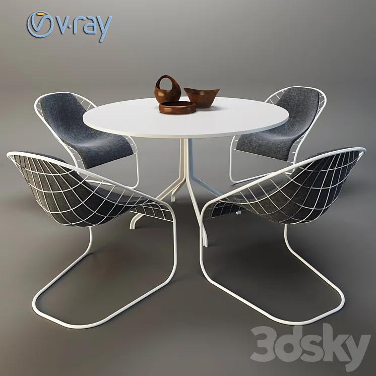 MINOTTI SPACE table with chairs 3DS Max