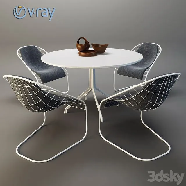 MINOTTI SPACE table with chairs 3dsMax Model