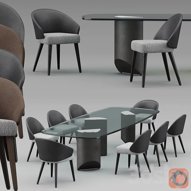 Minotti table and chairs 2019 COLLECTION 3DS Max