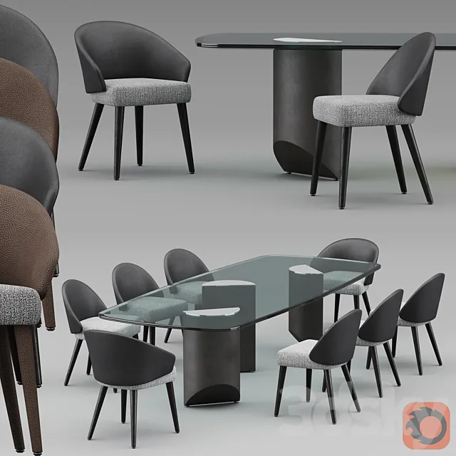 Minotti table and chairs 2019 COLLECTION 3DSMax File