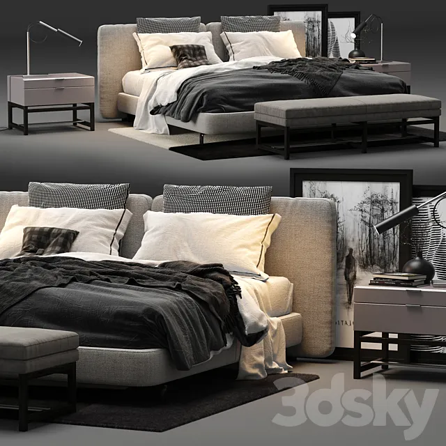 Minotti Tatlin Cover Bed 3ds Max