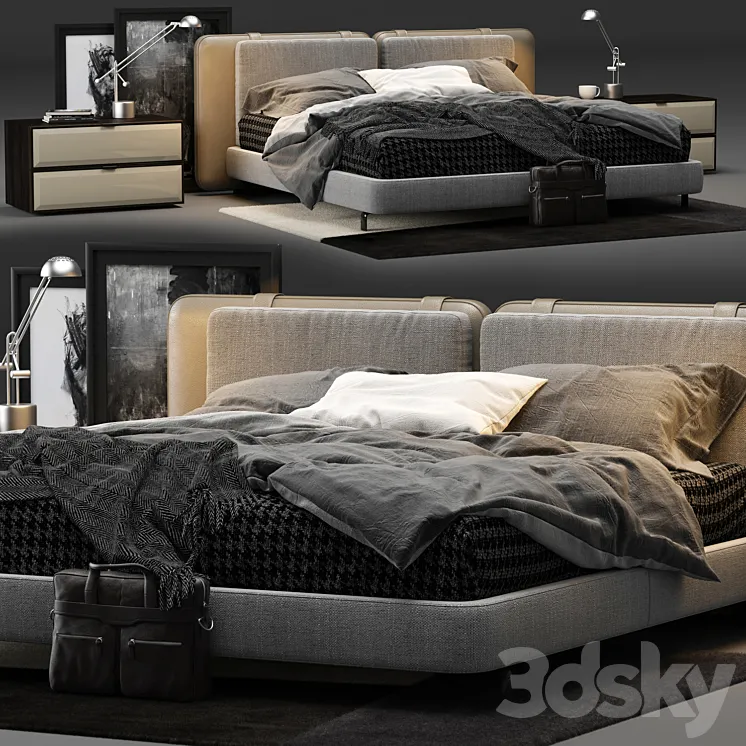 Minotti Tatlin Soft Bed 3DS Max