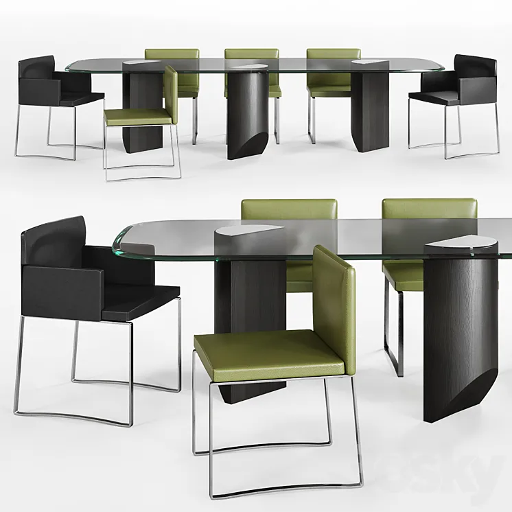 Minotti Wedge Dining table and Flynt stool 3DS Max