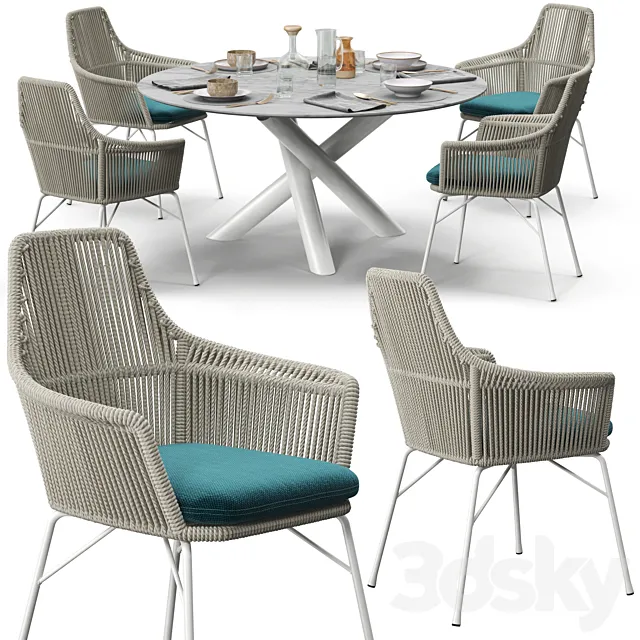 Minotti York chair Van Dyck “Outdoor” table set 3DS Max Model