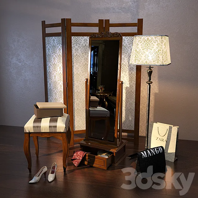 Mirror a floor lamp and a screen 3DS Max Model