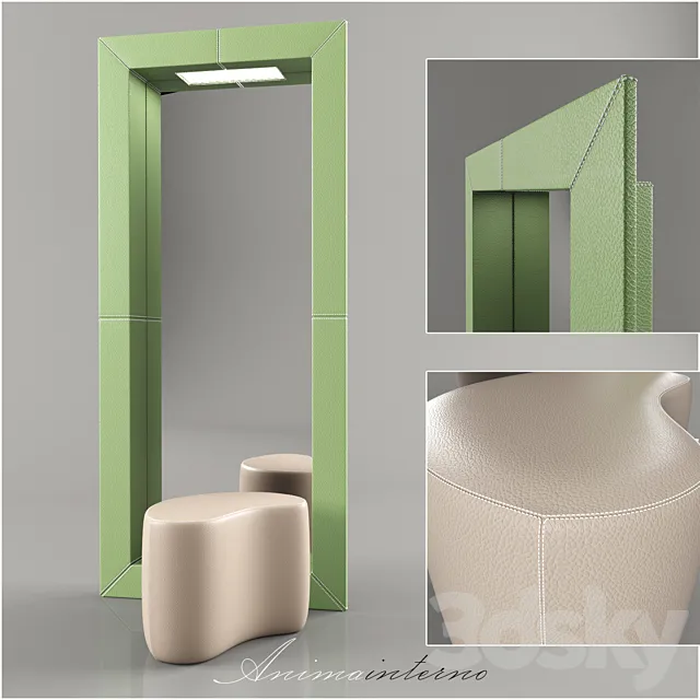 Mirror and pouffe “Animainterno” 3DS Max Model