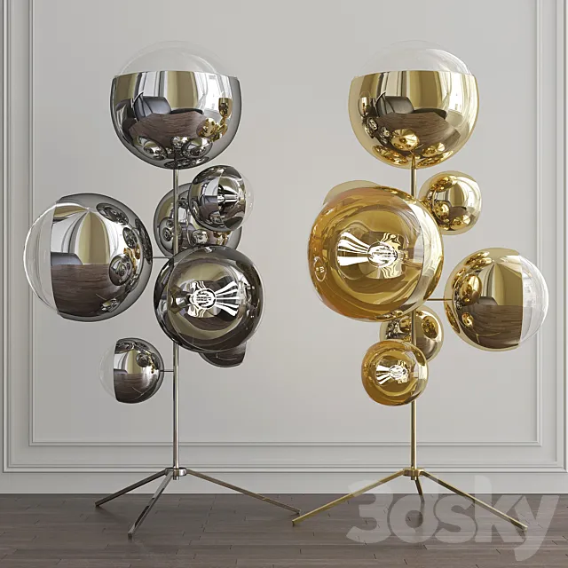 Mirror Ball Gold Stand Chandelier by Tom Dixon 3ds Max