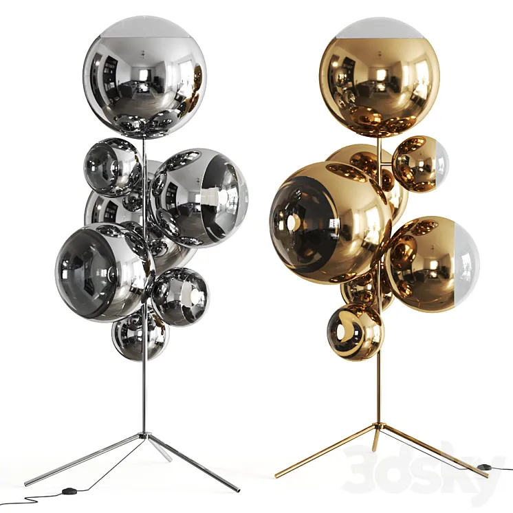 Mirror Ball Gold Stand Chandelier by Tom Dixon Floor Lamp 3DS Max