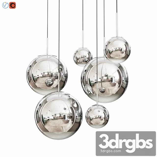 Mirror ball pendant chrome dinning light set 3dsmax Download