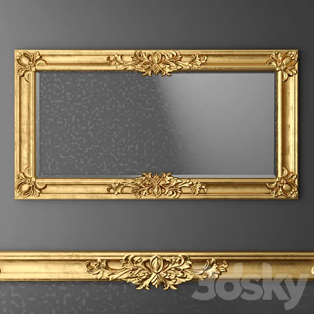 Mirror. baroque. gold. frame. wall decor. luxury. carving. frame 3DSMax File
