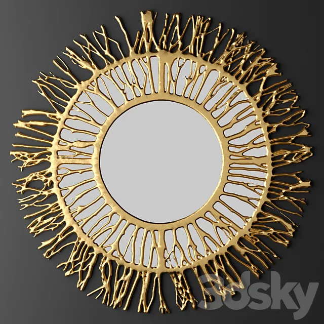 Mirror. luxury. mirror. gold. sun. branches. wall decor. luxury 3DSMax File