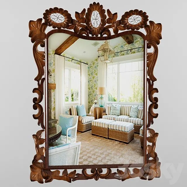 Mirror with wooden frame 3DS Max Model