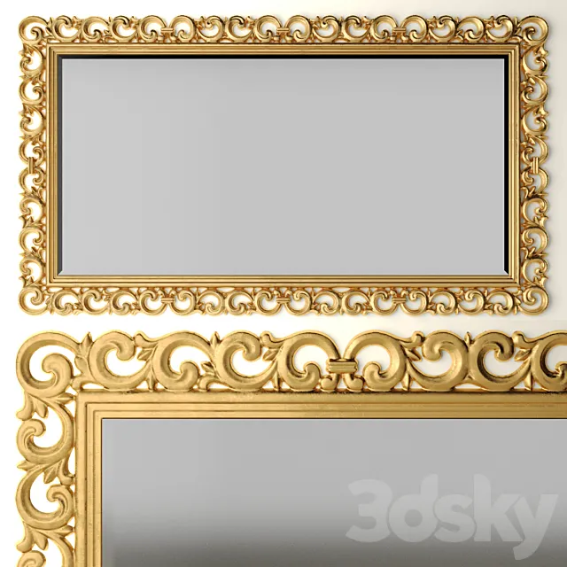 MirrorMirror. luxury. mirror. gold. wall decor. luxury. carved. frame. classic 3DSMax File
