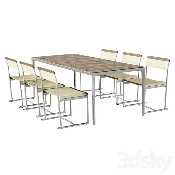 Mirto Outdoor Iroko table and chair 3DS Max