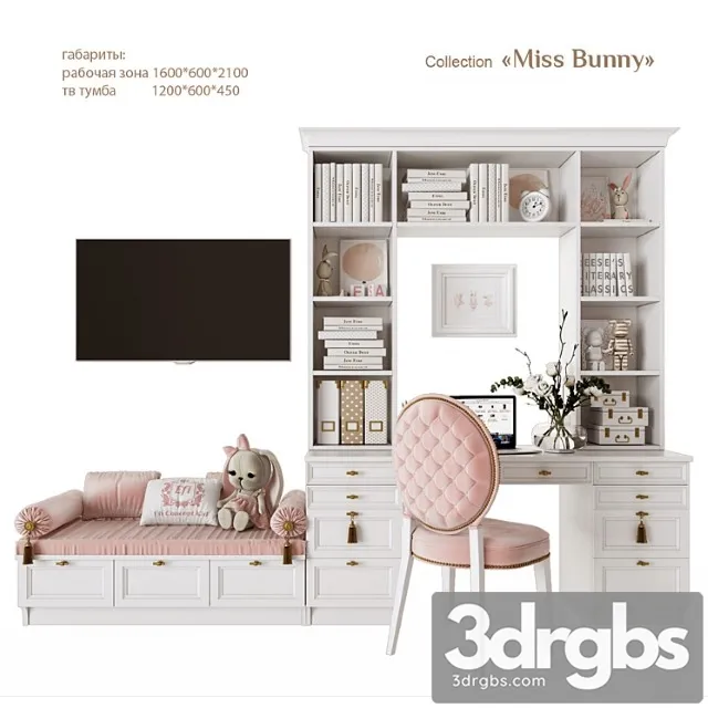 Miss Bunny A Workplace with A Tv Zone 3dsmax Download