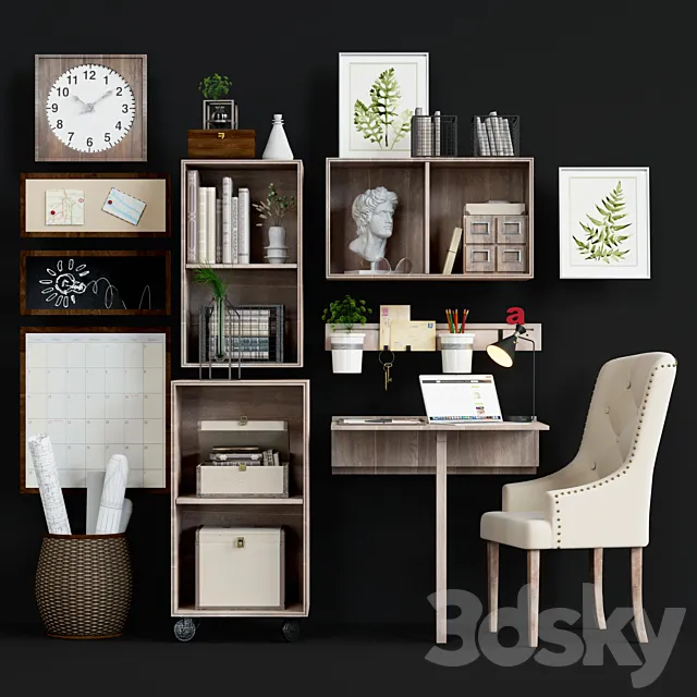 Mission Essential Office Set Pottery Barn 3DSMax File