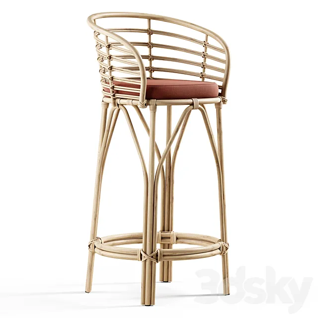 MisterWils – Clutter Confort bamboo and rattan high stool 3ds Max