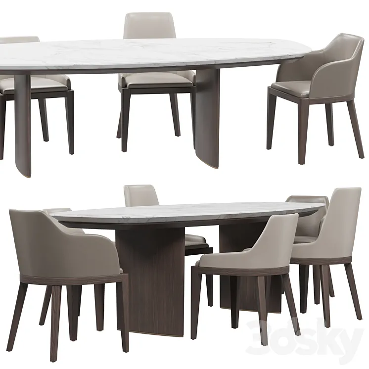 Misura Emme Cleo Chairs and Ala Table 3DS Max