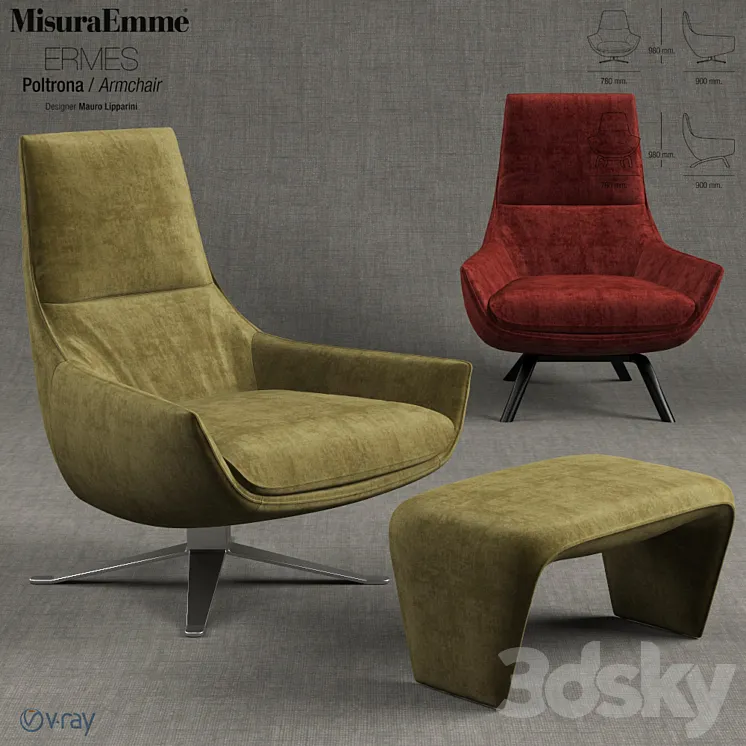 Misuraemme ERMES armchair by MAURO LIPPARINI 3DS Max