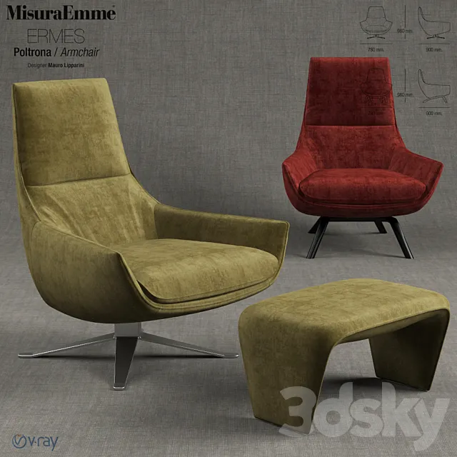 Misuraemme ERMES armchair by MAURO LIPPARINI 3DSMax File