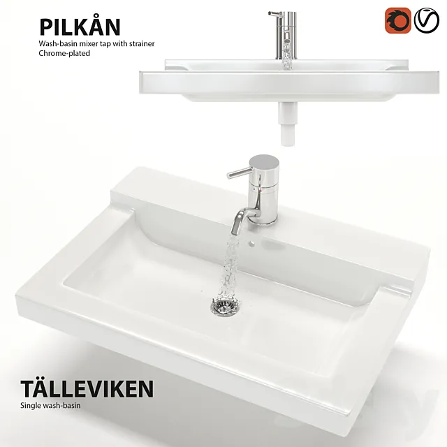 Mixer and sink TELLEVIKEN and PILKON 3ds Max