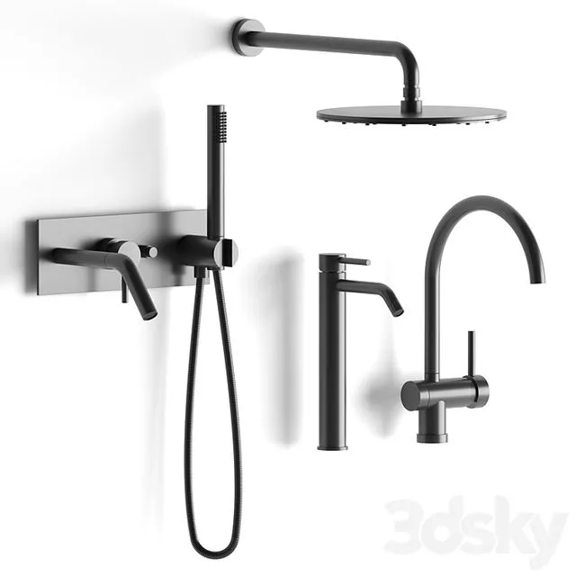 Mixer set Paffoni set (black) 3dsMax Model