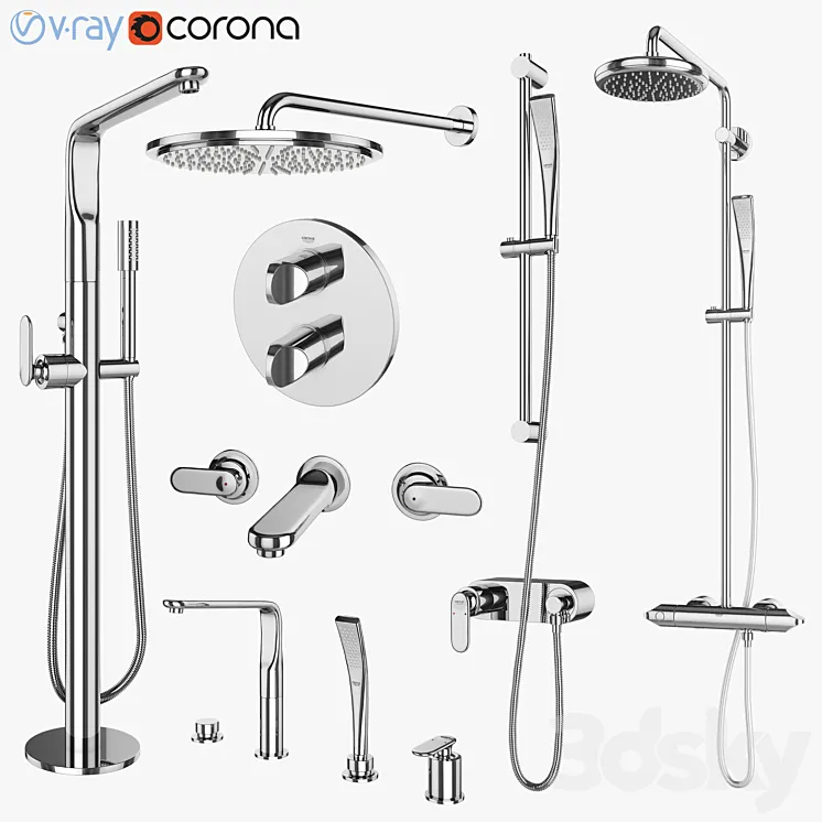 Mixers and showers GROHE | Veris set 69 3DS Max