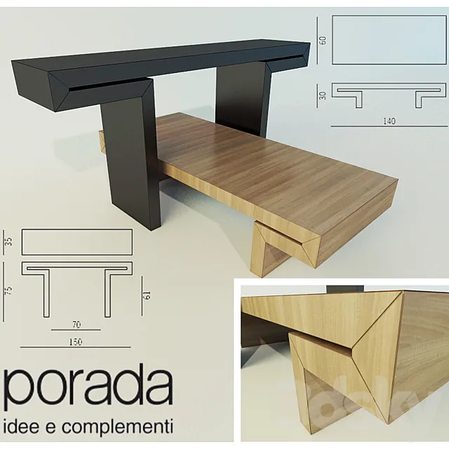 Miyabi by Porada console coffee table 3DS Max Model