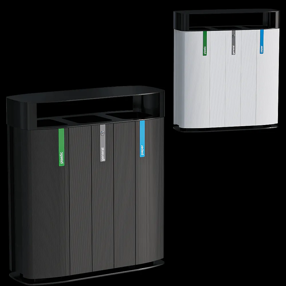 mmcité – Triple bin for sorting waste with lid Multiminium 3ds Max