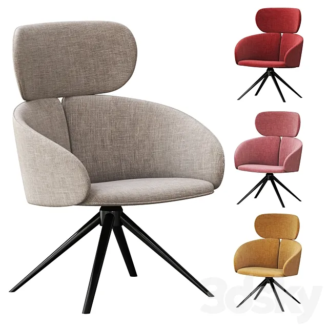 Mobboli PEACH Fabric armchair with headrest 3DS Max Model