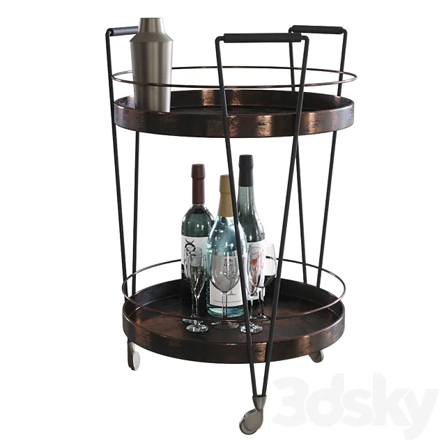 Mobile bar table CROSSROADS with filling 3DSMax File