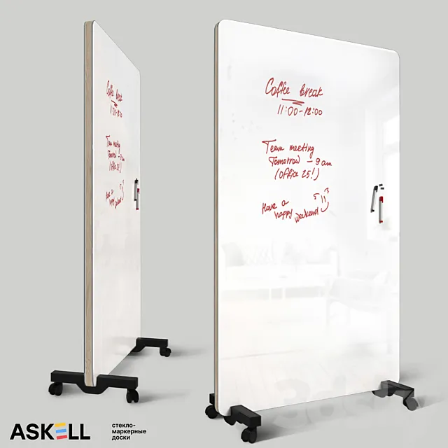 Mobile magnetic whiteboard “New Askell” 3DS Max Model