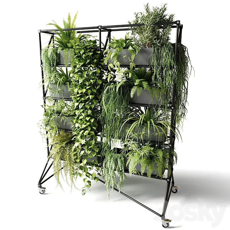 Mobile rack with plants 3DS Max Model