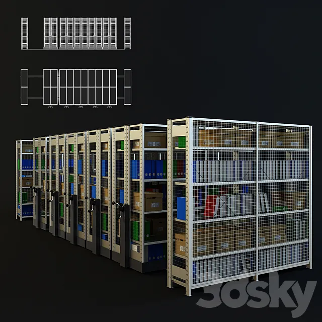 Mobile shelving 3ds Max