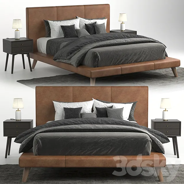Mod Leather Bed Bed West Elm 3ds Max