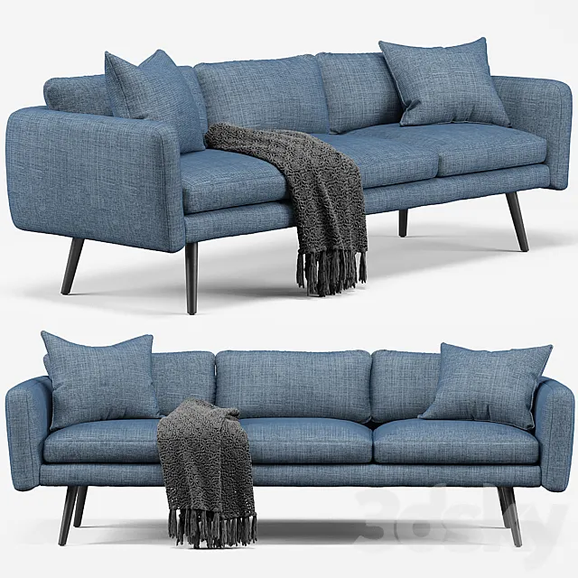 Modani Kelvin Blue 3 Seater Sofa 3ds Max