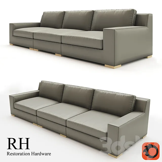 MODENA TRACK ARM MODULAR LEATHER SOFA SECTIONAL 3DS Max Model