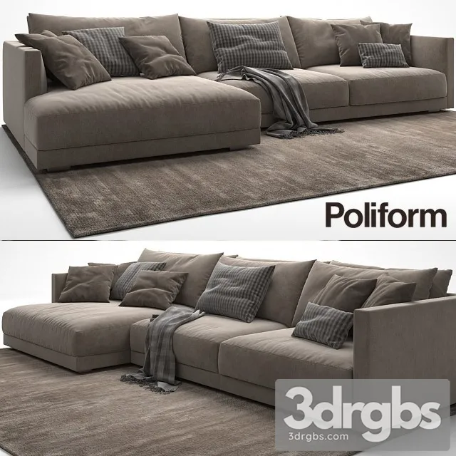 Moderm Fabric Poliform Sofa 01 3dsmax Download