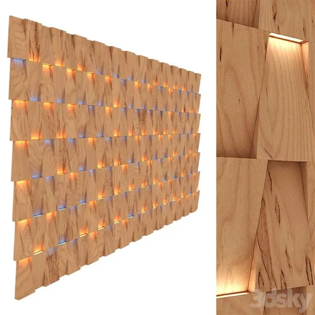 modern 3D wall panel with lighting variation 3dsMax Model