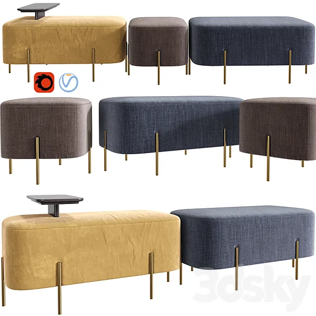 Modern Alba Ottomans 3DSMax File